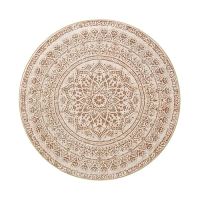 Afbeelding van SONGMICS HOME Rond vloerkleed 120 cm d Woonkamertapijt Antisliptapijt Pluizig Decoratie Woonkamer Slaapkamer Machinewasbaar Boho stijl Cappuccino Beige TAR051K01