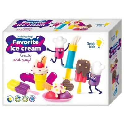 Afbeelding van GENIO KIDS Klei Speelgoed voor Kinderen van 3 4 5 6 7 8 Jaar, Speelset IJsjes, Niet Toxische 300 g, Speelklei met Accessoires Baby’s, Set g