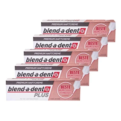 Afbeelding van 5 x Blend a dent Plus Premium hechtcrème, kruimelbescherming, 40 g voor volledige en gedeeltelijke prothesen