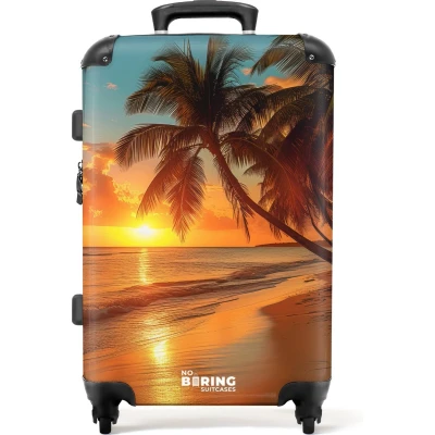 Afbeelding van NoBoringSuitcases.com® Koffer groot Rolkoffer lichtgewicht Palmbomen op een strand Reiskoffer met 4 wielen Grote trolley XL 20 kg bagage