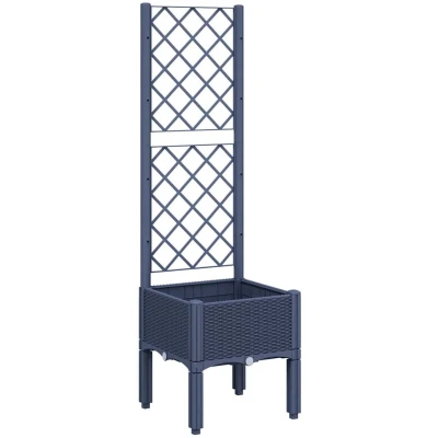 Afbeelding van Plantenbak met latwerk 40x40x142 cm polypropeen grijs