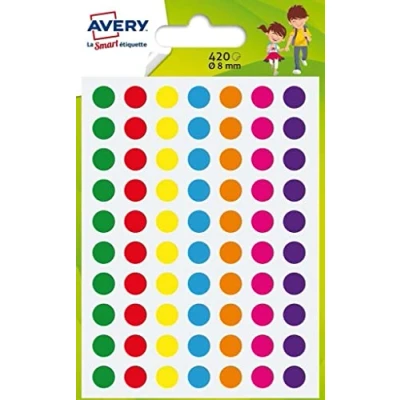 Afbeelding van Avery Pastillen, groen, rood, geel, blauw, verschillende kleuren Ø8 mm Vert/Rouge/Jaune/Bleu/Orange/Rose/Violet
