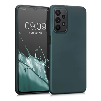 Afbeelding van kwmobile telefoonhoesje compatibel met Samsung Galaxy A23 4G / 5G hoesje Zachte case voor smartphone Back cover in metallic petrol