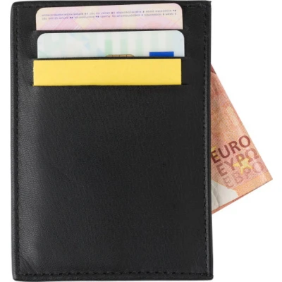 Afbeelding van RFID Compacte Leren Portemonnee Pasjeshouder Creditcardhouder Zwart