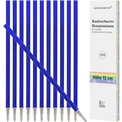 Afbeelding van LVZONGXIN Reservevullingen, compatibel met Legami, blauw, 12 stuks, punt 0,7 mm, hoogte 13 cm, uitwisbare inktrol (blauw, 12)