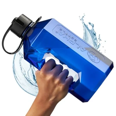 Afbeelding van Alpha Designs XXL Gym Waterfles 2L 2,4 liter / 2400 ml grote kan BPA vrij en lekvrij vat Voor sport, kamperen, reizen dagelijks gebruik blauw