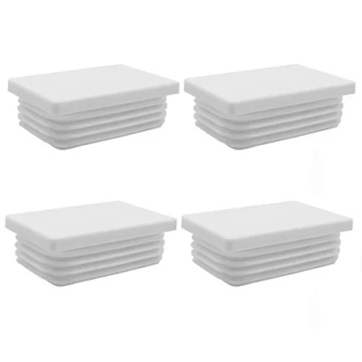 Afbeelding van Enkotrade 4 stuks lamellenstoppen wit voor rechthoekige buizen, 50 x 30 mm, buisafdekking van hoogwaardig polyethyleen kunststof, doppen, eindstops, glijders, buisstop rechthoekig