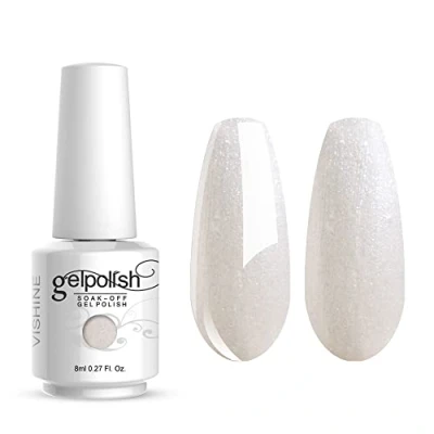 Afbeelding van Vishine Nagellak 8ml, semi permanent, gel, UV, LED, soak off, manicure, parelgrijs #1362