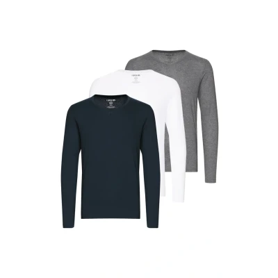 Afbeelding van Solid Sdbasil 3 PACK Longsleeve blue, black, white, Heren, Maat: Small, Blue/black/white