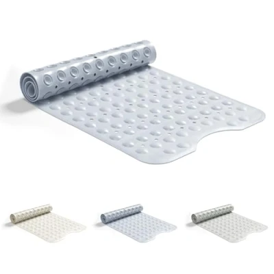 Afbeelding van Good Nite Antislip Badmat 101x40cm Douchemat Machine Wasbaar Bad Mat met Zuignappen Afvoergaten Rubberen Badmatten Anti Mould Extra Lange Blauw