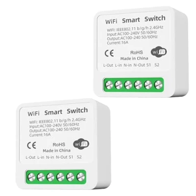 Afbeelding van GERUI Smart Home Lichtschakelaar, wifi, draadloze schakelaar, afstandsbediening, doe het zelf, past achter wandschakelaar, compatibel met Google Home, Alexa Echo, Life/Tuya
