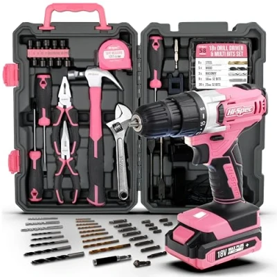 Afbeelding van Hi Spec 81 Delige 18V Boor &amp; Gereedschapsset: Compleet Kit voor Thuis Werkplaats in Stevige Koffer