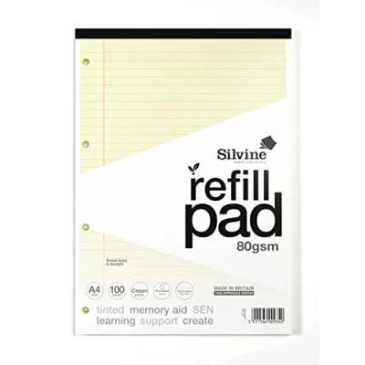 Afbeelding van Silvine A4 Crème Papier Dyslexie Refill Pad Gevoerd met marge (100 pagina&#039;s)