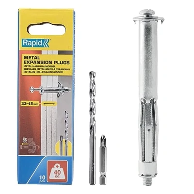 Afbeelding van Rapid Hollewandpluggen Ø11x80 Voor 32 45 mm plaatdikte 40kg draagkracht 10 stuks in een doos 5001552
