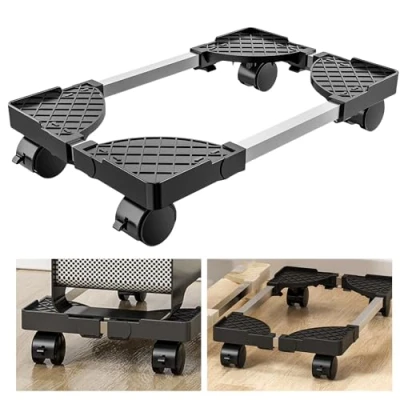 Afbeelding van SPORWAY CPU standaard pc standaard: computerhouder, universeel, instelbare met 4 wielen, onder bureau, computerstandaard, torenhouder, cart voor computerbehuizing, hoofdframe (zwart)