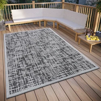 Afbeelding van Binnen en buitenkleed Telu 155x235 cm Grijs 123vloerkleed.nl is de online webshop voor vloerkleden woonaccessoires.