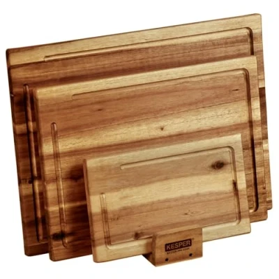 Afbeelding van KESPER 3 delige set snijplank inclusief standaard, materiaal: acacia, afmetingen: 40 x 30 1,5 cm, kleur: bruin 28130