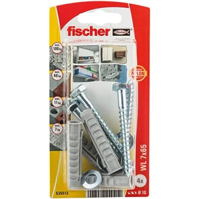 Afbeelding van Wandpluggen en schroeven Fischer 535513 4 Stuks (7 x 60 mm)