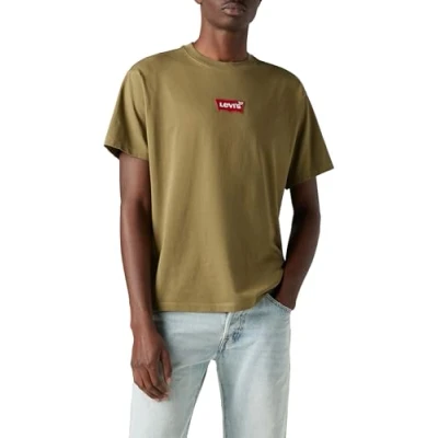 Afbeelding van Levi&#039;s Vintage FIT Graphic TEE Tshirt print, Heren, Maat: XL, Batwing badge burnt olive