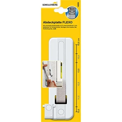 Afbeelding van Schellenberg 10203 Rolluikgordel, afdekking, gatafstand 10,5 tot 16 cm, eenvoudige montage zonder demontage van de riem, afdekplaat FLEXO Maxi, voor riemwikkelaars en inlaatwikkelaars, wit