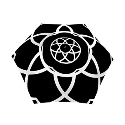 Afbeelding van Smati Geometric Flower Paraplu Opent en Sluit Automatisch Extra Sterk Stormbestendig Zwart Wit Ø97cm
