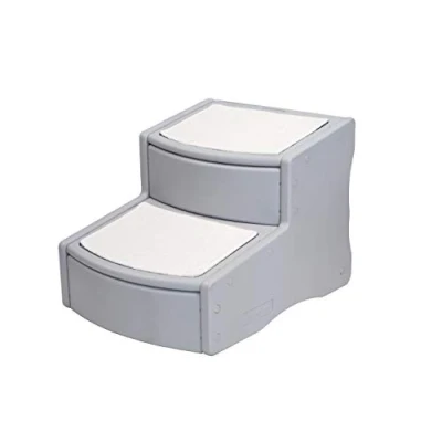 Afbeelding van Pet Gear Easy Step II Huisdiertrap, 2 traps voor katten/honden tot 34 kg, draagbaar, afneembaar wasbaar tapijtloopvlak, essentieel grijs