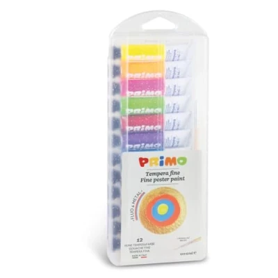 Afbeelding van Primo plakkaatverf metalic &amp; fluoriserend 12 kleuren