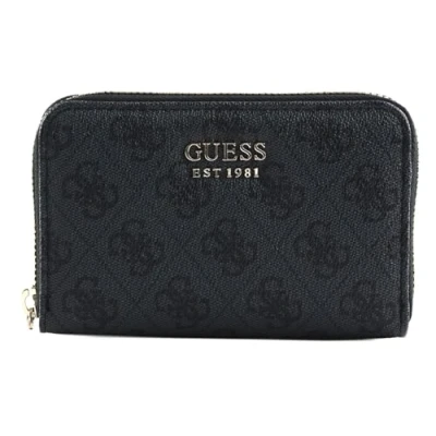 Afbeelding van GUESS Portemonnee Brenton SLG Medium Zip Around Wallet Coal Logo Antraciet
