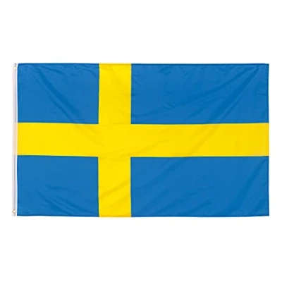 Afbeelding van Aricona Zweden vlag Zweedse nationale met messing ogen 90 x 150 cm weerbestendige vlaggen voor vlaggenmast 100% polyester