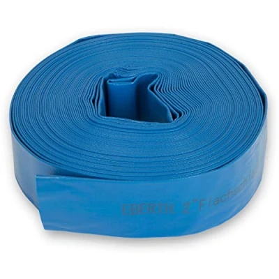 Afbeelding van EBERTH Platte tuinslang voor pompen in 30 m lengte, 52 mm diameter, flexibel, duurzaam pvc, industriële slang, waterslang irrigatie, blauw