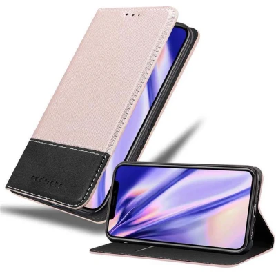 Afbeelding van Cadorabo Hoesje geschikt voor Apple iPhone XS MAX in ROSE GOUD ZWART Beschermhoes met magnetische sluiting, standfunctie en kaartvakje Book Case Cover Etui