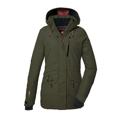 Afbeelding van killtec Dames SKI jas/functioneel jack met afritsbare capuchon en sneeuwvanger KSW 110 WMN JCKT, olive 42, 40976 000