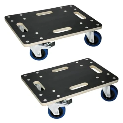 Afbeelding van meubelwagen met 2 zwenkwielen en rem, 35 x 50 cm, draagvermogen tot 800 kg, gemaakt van CNC gefreesd multiplex