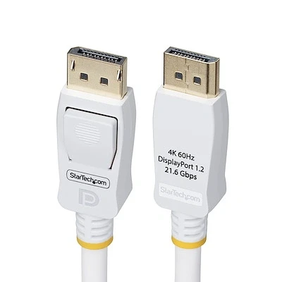 Afbeelding van StarTech.com 3m VESA Gecertificeerde DisplayPort 1.2 Kabel, Wit, 4K60Hz, 21.6Gbps, Vergrendelbare DP Connectors, Kabel