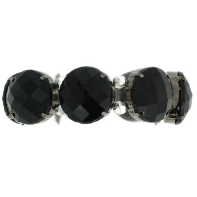 Afbeelding van Behave Elastische armband dames met zwarte ronde steen