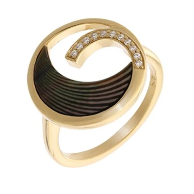 Afbeelding van Orphelia ZR 7371/50 Ring Moon Zilver 925 verguld Parelmoer / Zirkonia Maat 50