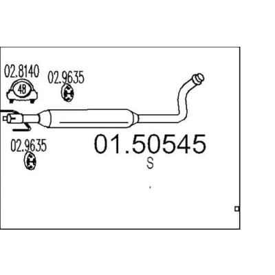 Afbeelding van MTS 01.50545 Middendemper 1300mm TOYOTA: Yaris I Hatchback (P1) 1.3 1999 2005