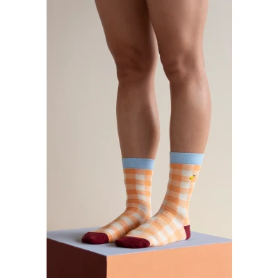 Afbeelding van Sticky Lemon Socks gingham berry swirl + cherry red