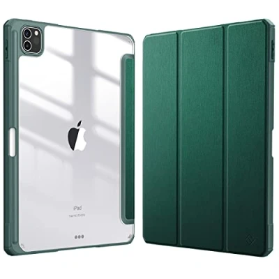 Afbeelding van Fintie Hoes voor iPad Pro 11 2021 (3e Generatie) [Ingebouwde Penhouder] Schokbestendige Cover met Transparant Harde Schaal Terug Case 11&quot; 2021/2020 / 2018, (Satijnlook Groen)