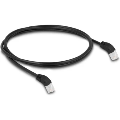 Afbeelding van Delock RJ45 Netzwerkkabel Cat.6A S/FTP 45 nach oben gewinkelt 1 m schw
