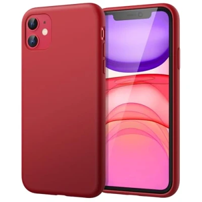 Afbeelding van JETech Siliconen Hoesje voor iPhone 11 (2019) 6,1 Inch, Zijdezachte Full Body Beschermhoes, Schokbestendige Case met Microvezel Voering (Rood)