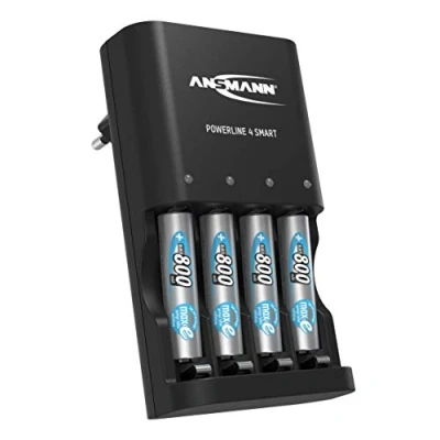 Afbeelding van Ansmann 1001 0076 590 Batterijoplader voor 4x NiMH AA/AAA accu&#039;s en oplaadbare batterijen Accu oplader met repair modus accubatterijen Powerline 4 Smart Battery oplader, zwart