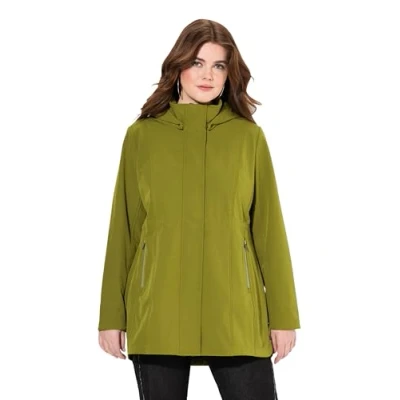 Afbeelding van Ulla Popken Hyprar softshelljas voor dames, afneembare capuchon, lichtkaki, 58 60