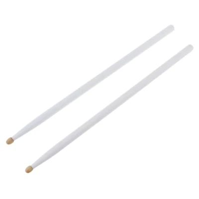 Afbeelding van OriGlam 2 stuks 5A drumstokken, esdoornhout drumsticks, antislip houten tip drumstick voor kinderen, studenten en volwassenen (wit 40cm)
