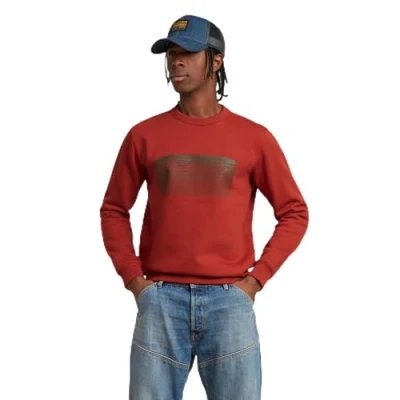 Afbeelding van G STAR Stacked OLD Skool LOGO Sweater, Heren, Maat: Large, Rusty red