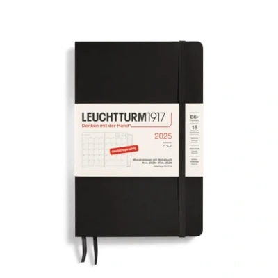 Afbeelding van LEUCHTTURM1917 370607 maandplanner &amp; notitieboek Paperback (B6+) 2025, 16 maanden, softcover, zwart, Duits