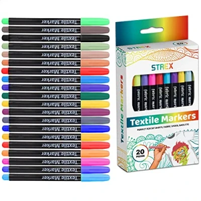 Afbeelding van Strex Textielstiften 20 stuks Kleding Stiften Textielmarkers Textiel