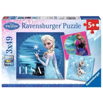Afbeelding van Ravensburger puzzel Disney Frozen Anna, Olaf en Elsa 3 x 49 stukjes
