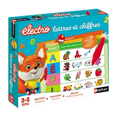 Afbeelding van Nathan Electro letters en cijfers Leer letters, geluiden, hoeveelheden, elektronisch educatief spel 1 geluids lichtpen inbegrepen voor kinderen van 3 tot 5 jaar