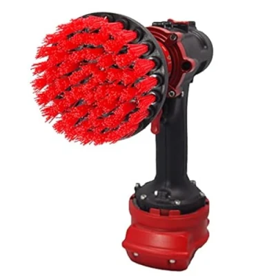 Afbeelding van Hoogwaardige boorborstel, stijf, rood, 10 cm, professionele schuurborstel, geen krassen op oppervlakken, geschikt voor garage, baksteen, buitentegels, steen, open haard, roest, reiniging van